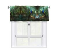 BTCOWZRV Peacock in Forest Curtain Valance for Windows,Kitchen Window Curtains Blackout Drapes Window Treatments Decorative Rod Pocket Short Curtain for Living Room Bedroom,54" W x 18" L