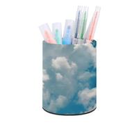 BTCOWZRV Pen Holder Standing Pencil Case Love Shape Made of Clouds Pencil Case Round Pencil Holder PU Leather Pencil Pencil Bag Stationery Case for Office Stand-up Organizer Retractable Pencil Pouch,