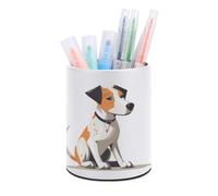 BTCOWZRV Pen Holder Standing Pencil Case Sad Dog Pencil Case Round Pencil Holder PU Leather Pencil Pencil Bag Stationery Case for Office Stand-up Organizer Retractable Pencil Pouch, Sad Dog, One size