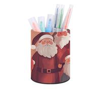 BTCOWZRV Pen Holder Standing Pencil Case Santa Claus Pencil Case Round Pencil Holder PU Leather Pencil Pencil Bag Stationery Case for Office Stand-up Organizer Retractable Pencil Pouch, Santa Claus,