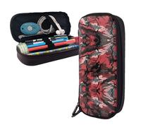 BTCOWZRV Pencil Case Large Capacity Pencil Pouch Aesthetic Pen Bag Office Stationery Organizer Leather Pen Holder Red camouflage Makeup Bags Pencil Case Box for Men Women Work Office
