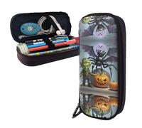 BTCOWZRV Pencil Case Large Capacity Pencil Pouch Aesthetic Pen Bag Office Stationery Organizer Leather Pen Holder Elf Pumpkin Night Makeup Bags Pencil Case Box for Men Women Work Office