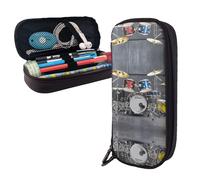 BTCOWZRV Pencil Case Large Capacity Pencil Pouch Aesthetic Pen Bag Office Stationery Organizer Leather Pen Holder Cool Drum Set Makeup Bags Pencil Case Box for Men Women Work Office