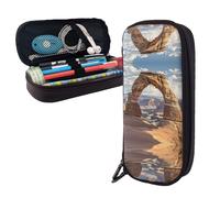 BTCOWZRV Pencil Case Large Capacity Pencil Pouch Aesthetic Pen Bag Office Stationery Organizer Leather Pen Holder Arches National Park Makeup Bags Pencil Case Box for Men Women Work Office