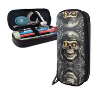 BTCOWZRV Pencil Case Large Capacity Pencil Pouch Aesthetic Pen Bag Office Stationery Organizer Leather Pen Holder Pirate Skull Makeup Bags Pencil Case Box for Men Women Work Office