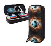 BTCOWZRV Pencil Case Large Capacity Pencil Pouch Aesthetic Pen Bag Office Stationery Organizer Leather Pen Holder Soccer ball flying in the air Makeup Bags Pencil Case Box for Men Women Work Office