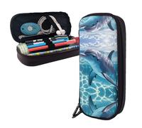BTCOWZRV Pencil Case Large Capacity Pencil Pouch Aesthetic Pen Bag Office Stationery Organizer Leather Pen Holder Cool Dolphin Makeup Bags Pencil Case Box for Men Women Work Office