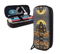 BTCOWZRV Pencil Case Large Capacity Pencil Pouch Aesthetic Pen Bag Office Stationery Organizer Leather Pen Holder Halloween night Makeup Bags Pencil Case Box for Men Women Work Office
