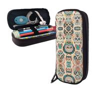 BTCOWZRV Pencil Case Large Capacity Pencil Pouch Aesthetic Pen Bag Office Stationery Organizer Leather Pen Holder Color owl pattern Makeup Bags Pencil Case Box for Men Women Work Office