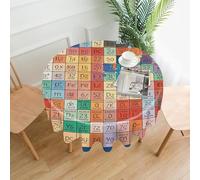 BTCOWZRV Periodic Table of Elements Round Tablecloths Decorative Fabric Table Cover Cloth Washable Circle Tablecloths Country-Style Folding Table Cloths for Dinning Cafe Party 60"
