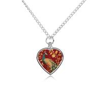 BTCOWZRV Personalized Pet Urn Cremation Necklace for Ashes - A Beautiful Peacock Pet Ashes Necklace - Custom Keepsake Necklace with Photo And Text, Memorial Heart Urn Pendant for Dogs Cat