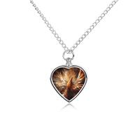 BTCOWZRV Personalized Pet Urn Cremation Necklace for Ashes - Abstract Phoenix Pet Ashes Necklace - Custom Keepsake Necklace with Photo And Text, Memorial Heart Urn Pendant for Dogs Cat