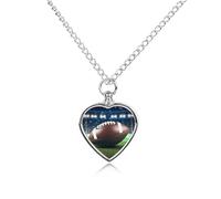 BTCOWZRV Personalized Pet Urn Cremation Necklace for Ashes - American Football Pet Ashes Necklace - Custom Keepsake Necklace with Photo And Text, Memorial Heart Urn Pendant for Dogs Cat