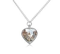 BTCOWZRV Personalized Pet Urn Cremation Necklace for Ashes - Architectural Style Painting Pet Ashes Necklace - Custom Keepsake Necklace with Photo And Text, Memorial Heart Urn Pendant for Dogs Cat
