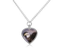 BTCOWZRV Personalized Pet Urn Cremation Necklace for Ashes - Bald Eagle Pet Ashes Necklace - Custom Keepsake Necklace with Photo And Text, Memorial Heart Urn Pendant for Dogs Cat