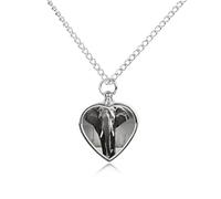 BTCOWZRV Personalized Pet Urn Cremation Necklace for Ashes - Black And White Elephant Pet Ashes Necklace - Custom Keepsake Necklace with Photo And Text, Memorial Heart Urn Pendant for Dogs Cat