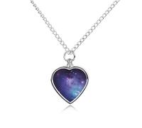 BTCOWZRV Personalized Pet Urn Cremation Necklace for Ashes - Blue & Purple Galaxy Pet Ashes Necklace - Custom Keepsake Necklace with Photo And Text, Memorial Heart Urn Pendant for Dogs Cat