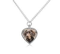 BTCOWZRV Personalized Pet Urn Cremation Necklace for Ashes - Brown Labrador Retriever Pet Ashes Necklace - Custom Keepsake Necklace with Photo And Text, Memorial Heart Urn Pendant for Dogs Cat