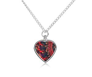 BTCOWZRV Personalized Pet Urn Cremation Necklace for Ashes - Colorful Abstract Red Flowers Pet Ashes Necklace - Custom Keepsake Necklace with Photo And Text, Memorial Heart Urn Pendant for Dogs Cat