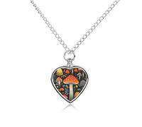 BTCOWZRV Personalized Pet Urn Cremation Necklace for Ashes - Colorful Mushroom Pet Ashes Necklace - Custom Keepsake Necklace with Photo And Text, Memorial Heart Urn Pendant for Dogs Cat