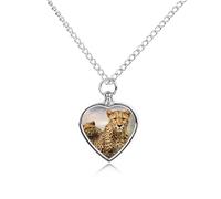 BTCOWZRV Personalized Pet Urn Cremation Necklace for Ashes - Cool Leopard Pet Ashes Necklace - Custom Keepsake Necklace with Photo And Text, Memorial Heart Urn Pendant for Dogs Cat