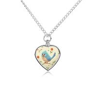BTCOWZRV Personalized Pet Urn Cremation Necklace for Ashes - Cute Bird Pet Ashes Necklace - Custom Keepsake Necklace with Photo And Text, Memorial Heart Urn Pendant for Dogs Cat