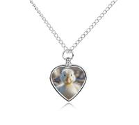 BTCOWZRV Personalized Pet Urn Cremation Necklace for Ashes - Cute Ducks Pet Ashes Necklace - Custom Keepsake Necklace with Photo And Text, Memorial Heart Urn Pendant for Dogs Cat