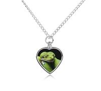 BTCOWZRV Personalized Pet Urn Cremation Necklace for Ashes - Cute Green Tree Python Pet Ashes Necklace - Custom Keepsake Necklace with Photo And Text, Memorial Heart Urn Pendant for Dogs Cat