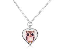 BTCOWZRV Personalized Pet Urn Cremation Necklace for Ashes - Cute Owl Pet Ashes Necklace - Custom Keepsake Necklace with Photo And Text, Memorial Heart Urn Pendant for Dogs Cat