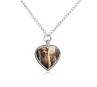 BTCOWZRV Personalized Pet Urn Cremation Necklace for Ashes - Dogs And Cats Pet Ashes Necklace - Custom Keepsake Necklace with Photo And Text, Memorial Heart Urn Pendant for Dogs Cat