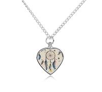 BTCOWZRV Personalized Pet Urn Cremation Necklace for Ashes - Dream Catcher And Moon Pet Ashes Necklace - Custom Keepsake Necklace with Photo And Text, Memorial Heart Urn Pendant for Dogs Cat