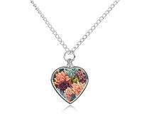 BTCOWZRV Personalized Pet Urn Cremation Necklace for Ashes - Flowers As Background Pet Ashes Necklace - Custom Keepsake Necklace with Photo And Text, Memorial Heart Urn Pendant for Dogs Cat