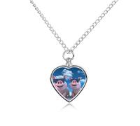 BTCOWZRV Personalized Pet Urn Cremation Necklace for Ashes - Funny 3D Piggies Pet Ashes Necklace - Custom Keepsake Necklace with Photo And Text, Memorial Heart Urn Pendant for Dogs Cat