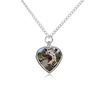 BTCOWZRV Personalized Pet Urn Cremation Necklace for Ashes - Funny Zebra Pet Ashes Necklace - Custom Keepsake Necklace with Photo And Text, Memorial Heart Urn Pendant for Dogs Cat