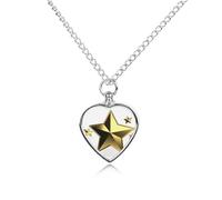 BTCOWZRV Personalized Pet Urn Cremation Necklace for Ashes - Gold Star Pet Ashes Necklace - Custom Keepsake Necklace with Photo And Text, Memorial Heart Urn Pendant for Dogs Cat