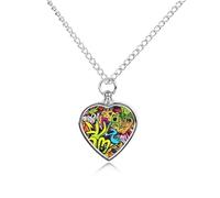 BTCOWZRV Personalized Pet Urn Cremation Necklace for Ashes - Graffiti Drawing Pet Ashes Necklace - Custom Keepsake Necklace with Photo And Text, Memorial Heart Urn Pendant for Dogs Cat