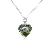 BTCOWZRV Personalized Pet Urn Cremation Necklace for Ashes - Green Grass Soccer Pet Ashes Necklace - Custom Keepsake Necklace with Photo And Text, Memorial Heart Urn Pendant for Dogs Cat