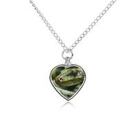 BTCOWZRV Personalized Pet Urn Cremation Necklace for Ashes - Green Snake Pet Ashes Necklace - Custom Keepsake Necklace with Photo And Text, Memorial Heart Urn Pendant for Dogs Cat