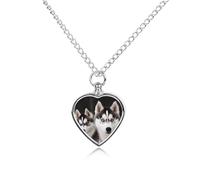 BTCOWZRV Personalized Pet Urn Cremation Necklace for Ashes - Husky Dog Pet Ashes Necklace - Custom Keepsake Necklace with Photo And Text, Memorial Heart Urn Pendant for Dogs Cat