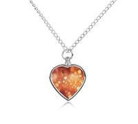 BTCOWZRV Personalized Pet Urn Cremation Necklace for Ashes - Light Orange Pet Ashes Necklace - Custom Keepsake Necklace with Photo And Text, Memorial Heart Urn Pendant for Dogs Cat