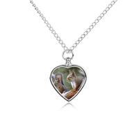 BTCOWZRV Personalized Pet Urn Cremation Necklace for Ashes - Little Squirrel Pet Ashes Necklace - Custom Keepsake Necklace with Photo And Text, Memorial Heart Urn Pendant for Dogs Cat