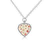 BTCOWZRV Personalized Pet Urn Cremation Necklace for Ashes - Lovely Flower Patterns Pet Ashes Necklace - Custom Keepsake Necklace with Photo And Text, Memorial Heart Urn Pendant for Dogs Cat