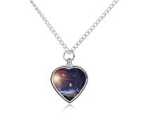 BTCOWZRV Personalized Pet Urn Cremation Necklace for Ashes - Outer Space Galaxy Universe Pet Ashes Necklace - Custom Keepsake Necklace with Photo And Text, Memorial Heart Urn Pendant for Dogs Cat
