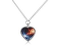 BTCOWZRV Personalized Pet Urn Cremation Necklace for Ashes - Outer Space Stars Pet Ashes Necklace - Custom Keepsake Necklace with Photo And Text, Memorial Heart Urn Pendant for Dogs Cat