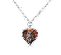 BTCOWZRV Personalized Pet Urn Cremation Necklace for Ashes - Owl Pet Ashes Necklace - Custom Keepsake Necklace with Photo And Text, Memorial Heart Urn Pendant for Dogs Cat