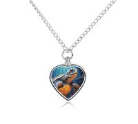 BTCOWZRV Personalized Pet Urn Cremation Necklace for Ashes - Painted Sea Turtle Pet Ashes Necklace - Custom Keepsake Necklace with Photo And Text, Memorial Heart Urn Pendant for Dogs Cat