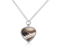 BTCOWZRV Personalized Pet Urn Cremation Necklace for Ashes - Piano Keys With Musical Notes Pet Ashes Necklace - Custom Keepsake Necklace with Photo And Text, Memorial Heart Urn Pendant for Dogs Cat