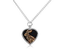 BTCOWZRV Personalized Pet Urn Cremation Necklace for Ashes - Rabbit Icon Pet Ashes Necklace - Custom Keepsake Necklace with Photo And Text, Memorial Heart Urn Pendant for Dogs Cat