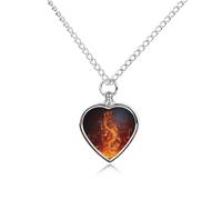 BTCOWZRV Personalized Pet Urn Cremation Necklace for Ashes - Red Flame Music Note Pet Ashes Necklace - Custom Keepsake Necklace with Photo And Text, Memorial Heart Urn Pendant for Dogs Cat