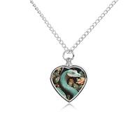 BTCOWZRV Personalized Pet Urn Cremation Necklace for Ashes - Snake And Flower Pet Ashes Necklace - Custom Keepsake Necklace with Photo And Text, Memorial Heart Urn Pendant for Dogs Cat